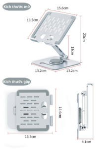 Giá đỡ Máy tính bảng iPad Dáng 1 thanh - Xoay 360 độ Bằng nhôm cao cấp 7 Kich thuoc mo